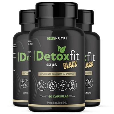 Kit com 3 potes de Detox Fit Caps Black