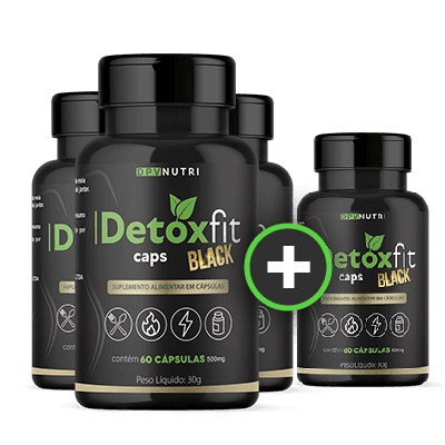 Kit com 4 potes de Detox Fit Caps Black