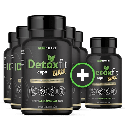 Kit com 6 potes de Detox Fit Caps Black
